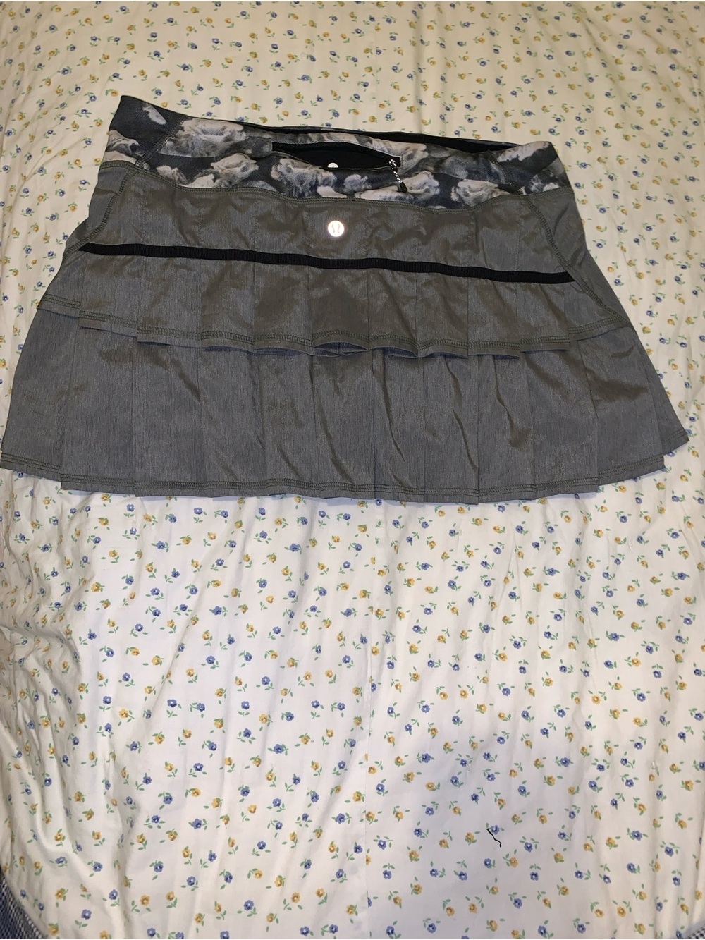 lululemon athletica Gray Mini Skirt with Floral Waistband